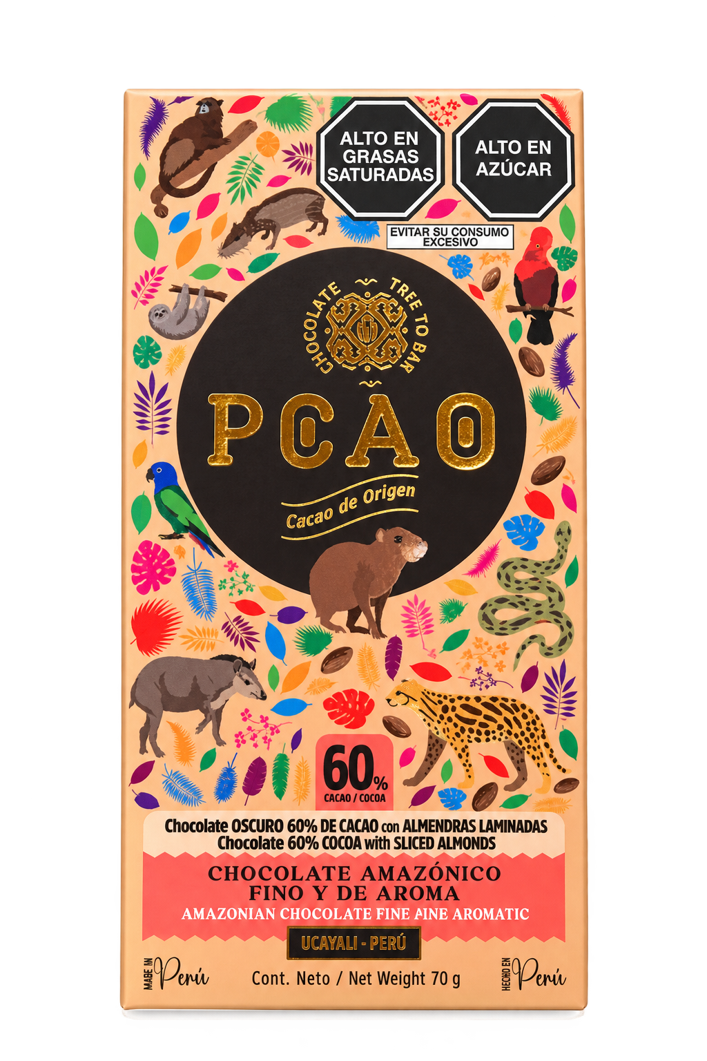 Chocolate oscuro con almendras laminadas 60% Cacao — PCAO